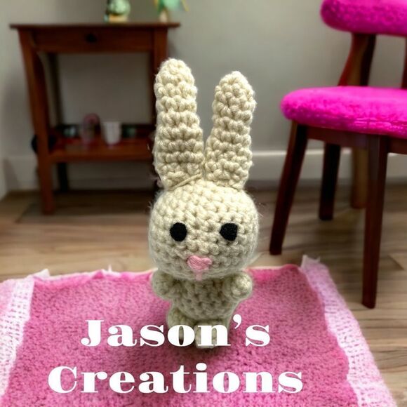 Jason’s Creations l 3-D Amigurumi Hand-crochet l Beige Bunny l 6” l Made in USA - Picture 1 of 12